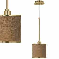 Simulated Leatherette Giclee Gold Mini Pendant Light