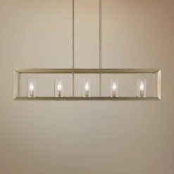 Golden Lighting Smyth 41" Wide White Gold Kitchen Island Light Pendant