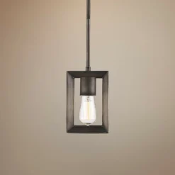 Golden Lighting Smyth 7" Wide Gunmetal Bronze Cage Mini Pendant