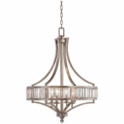 Soft Silver 4-Light 24" Wide Crystal Chandelier -Outlet The Radiantix Store soft silver 4 light 24 inch wide crystal chandelier w7027