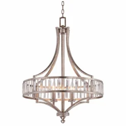 Soft Silver 4-Light 24" Wide Crystal Chandelier -Outlet The Radiantix Store soft silver 4 light 24 inch wide crystal chandelier w7027views2