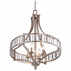 Soft Silver 4-Light 24" Wide Crystal Chandelier -Outlet The Radiantix Store soft silver 4 light 24 inch wide crystal chandelier w7027views3