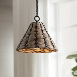 Troy Solana 22 1/4"W Bronze White Washed Seagrass Pendant Light