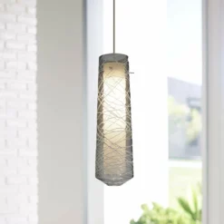 AFX Spun 5" Wide Satin Nickel LED Mini Pendant With Smoke Glass