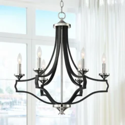 Stiffel Alanna 25 1/4" Black And Polished Nickel 6-Light Chandelier