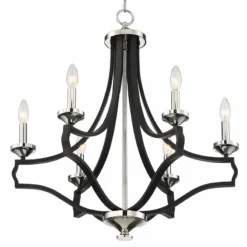 Stiffel Alanna 25 1/4" Black And Polished Nickel 6-Light Chandelier -Outlet The Radiantix Store stiffel alanna 25 and one quarter inch black and polished nickel 6 light chandelier 93v25views4