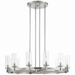 Stiffel Aron 36" Nickel 12-Light Wagon Wheel Ring Chandelier -Outlet The Radiantix Store stiffel aron 36 inch nickel 12 light wagon wheel ring chandelier 88h35views4