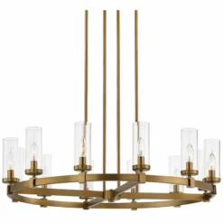 Stiffel Aron 36" Wide Brass 12-Light Wagon Wheel Chandelier -Outlet The Radiantix Store stiffel aron 36 inch wide brass 12 light wagon wheel chandelier 88h33