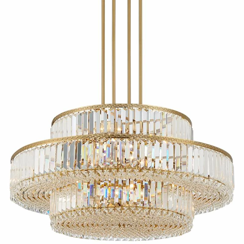 Stiffel Ella 32 1/2" Soft Gold And Crystal 16-Light Three-Tier Pendant 5 Stiffel Ella 32 1/2" Soft Gold And Crystal 16-Light Three-Tier Pendant - Image 3