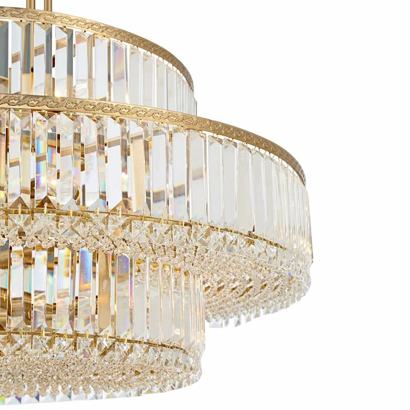 Stiffel Ella 32 1/2" Soft Gold And Crystal 16-Light Three-Tier Pendant 6 Stiffel Ella 32 1/2" Soft Gold And Crystal 16-Light Three-Tier Pendant - Image 4