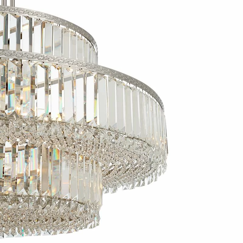 Stiffel Ella 32 1/2"Wide Nickel Crystal 16-Light Three-Tier Pendant 5 Stiffel Ella 32 1/2"Wide Nickel Crystal 16-Light Three-Tier Pendant - Image 3