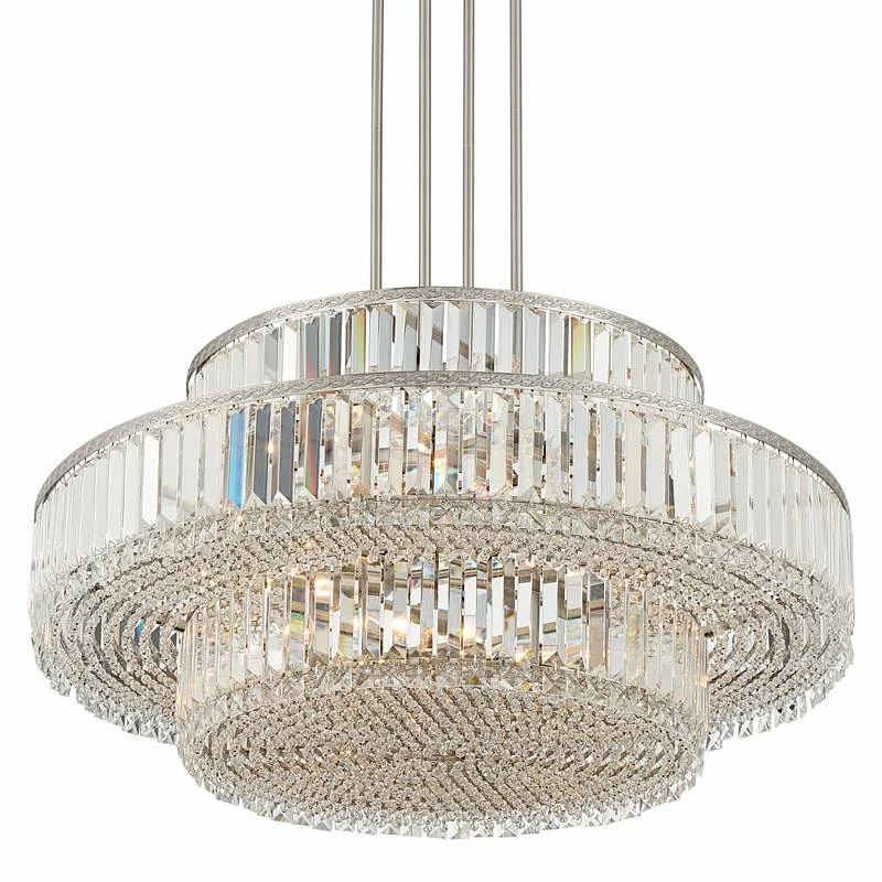 Stiffel Ella 32 1/2"Wide Nickel Crystal 16-Light Three-Tier Pendant 7 Stiffel Ella 32 1/2"Wide Nickel Crystal 16-Light Three-Tier Pendant - Image 5