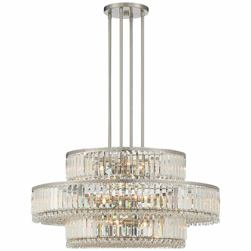 Stiffel Ella 32 1/2"Wide Nickel Crystal 16-Light Three-Tier Pendant 8 Stiffel Ella 32 1/2"Wide Nickel Crystal 16-Light Three-Tier Pendant - Image 6