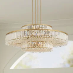 Stiffel Ella 39 3/4" Wide Soft Gold Clear Crystal Pendant