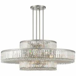 Stiffel Ella 39 3/4"Wide Brushed Nickel Clear Crystal 22-Light Pendant -Outlet The Radiantix Store stiffel ella 39 and three quarter inchwide brushed nickel clear crystal 22 light pendant 656k0views3