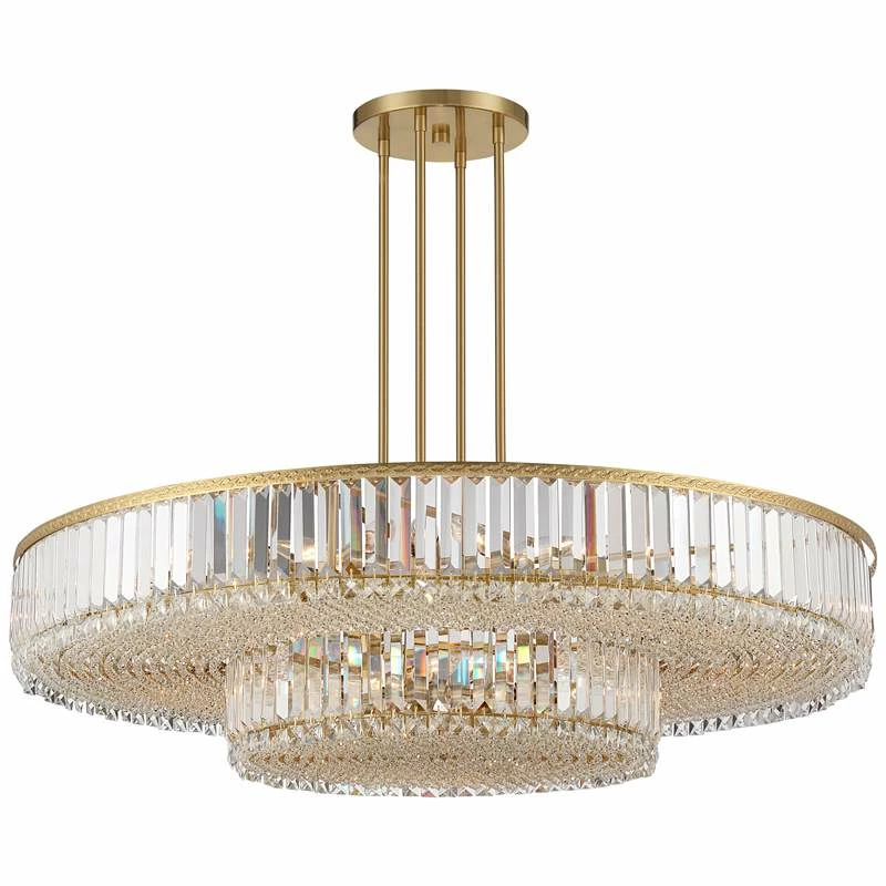 Stiffel Ella 40 1/4" Wide Soft Gold Clear Crystal Pendant 4 Stiffel Ella 40 1/4" Wide Soft Gold Clear Crystal Pendant - Image 2