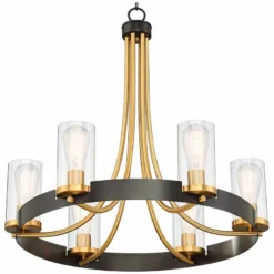 Stiffel Ferrers 26" Wide Dark Bronze And Gold 6-Light Chandelier -Outlet The Radiantix Store stiffel ferrers 26 inch wide dark bronze and gold 6 light chandelier 91j31views1