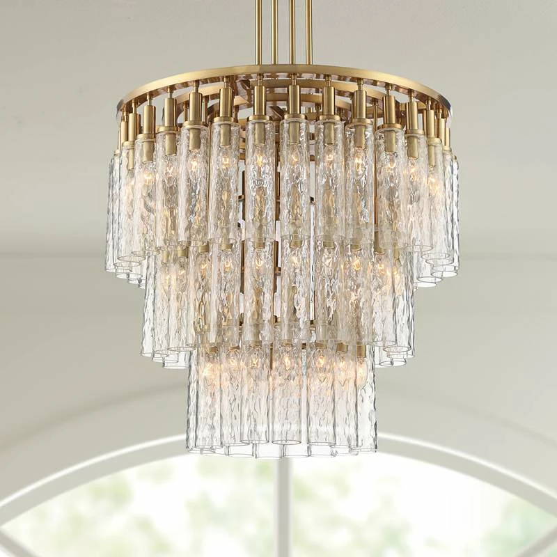 Stiffel Florio 32" Wide 72-Light 3-Tier Cluster Warm Gold Chandelier 3 Stiffel Florio 32" Wide 72-Light 3-Tier Cluster Warm Gold Chandelier