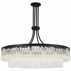 Stiffel Handry 38" Wide Black Glass Rod 16-Light Pendant -Outlet The Radiantix Store stiffel handry 38 inch wide black glass rod 16 light pendant 529m0views3