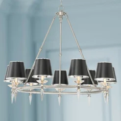 Stiffel Manhattan 37 1/2"W Brushed Nickel And Black 9-Light Chandelier