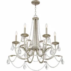 Strand 28" Wide Silver Leaf 6-Light Chandelier -Outlet The Radiantix Store strand 28 inch wide silver leaf 6 light chandelier 9h382views2
