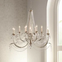 Strand 46" Wide Silver Leaf 12-Light Chandelier