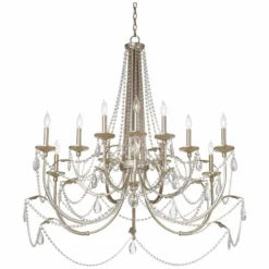 Strand 46" Wide Silver Leaf 12-Light Chandelier -Outlet The Radiantix Store strand 46 inch wide silver leaf 12 light chandelier 9h385views2