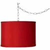 Swag Style 13 1/2" Wide Red Textured Faux Silk Plug-In Chandelier 1 Swag Style 13 1/2" Wide Red Textured Faux Silk Plug-In Chandelier -Outlet The Radiantix Store swag style 13 and one half inch wide red textured faux silk plug in chandelier 9v429