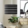 Swag Style Bold Black Stripe Shade Plug-In Chandelier