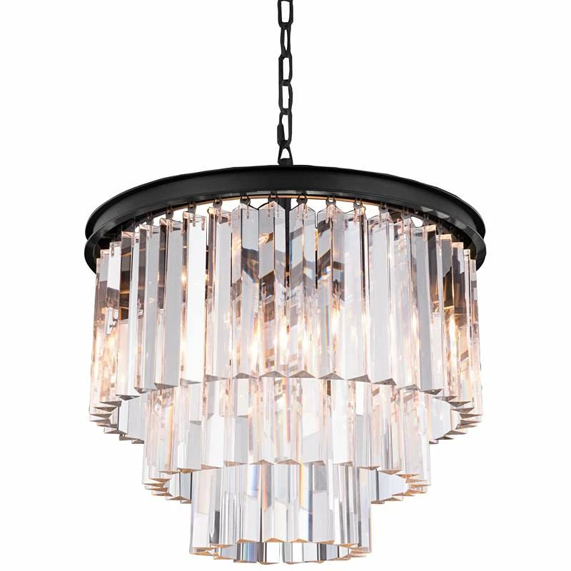 Sydney 9-Light Matte Black 20"W Clear Crystal Pendant Chandelier 4 Sydney 9-Light Matte Black 20"W Clear Crystal Pendant Chandelier - Image 2