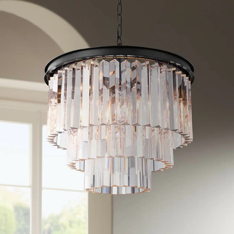 Sydney 9-Light Matte Black 20"W Clear Crystal Pendant Chandelier 3 Sydney 9-Light Matte Black 20"W Clear Crystal Pendant Chandelier