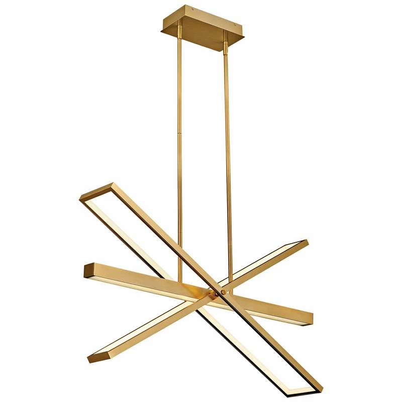 Tangent 36" Wide Lacquered Brass 4-Light LED Pendant Light 4 Tangent 36" Wide Lacquered Brass 4-Light LED Pendant Light - Image 2