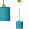 Teal Blue Faux Silk Giclee Gold Mini Pendant Light -Outlet The Radiantix Store teal blue faux silk giclee gold mini pendant light 681j6cropped