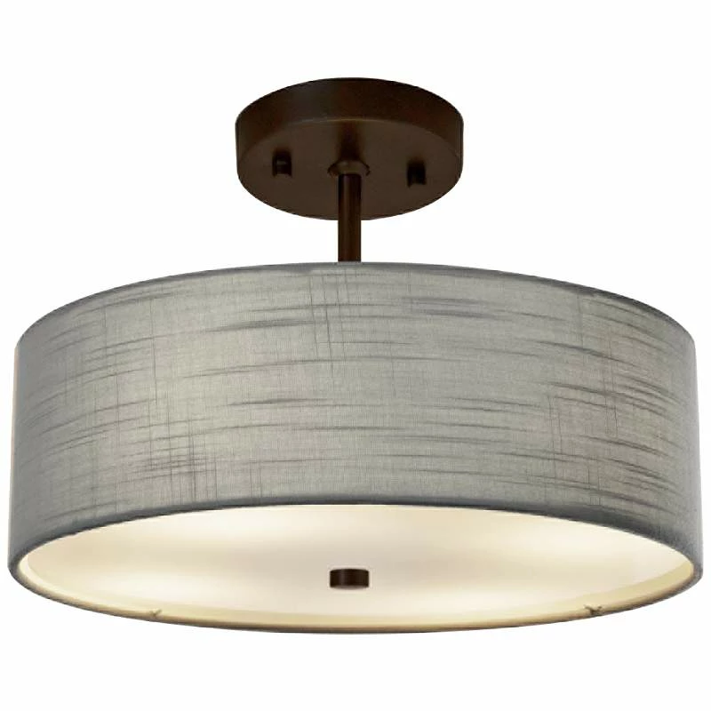 Textile™ Classic 14"W Bronze Gray Drum Pendant Light 4 Textile™ Classic 14"W Bronze Gray Drum Pendant Light - Image 2