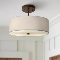 Textile™ Classic 14"W Bronze White Drum Pendant Light