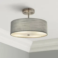 Textile™ Classic 14"W Nickel Gray Drum Pendant Light