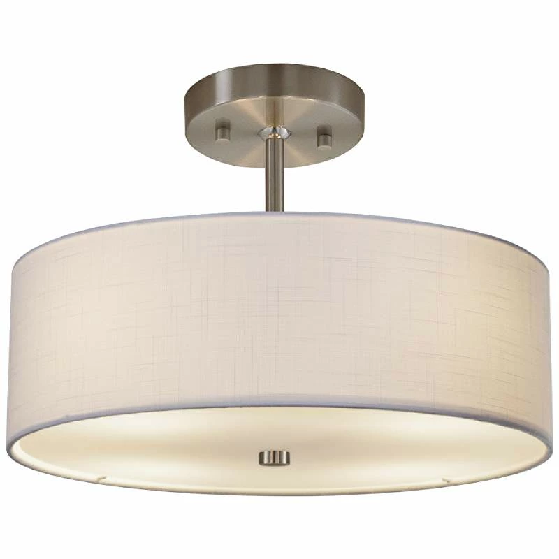 Textile™ Classic 14"W Nickel White Drum Pendant Light 4 Textile™ Classic 14"W Nickel White Drum Pendant Light - Image 2