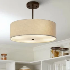 Textile™ Classic 18"W Bronze Cream Drum Pendant Light