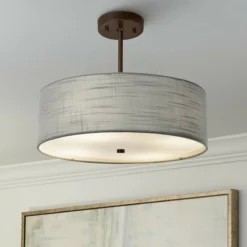 Textile™ Classic 18"W Bronze Gray Drum Pendant Light