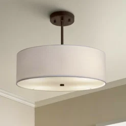 Textile™ Classic 18"W Bronze White Drum Pendant Light