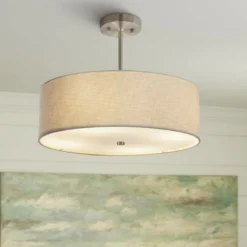 Textile™ Classic 18"W Nickel Cream Drum Pendant Light