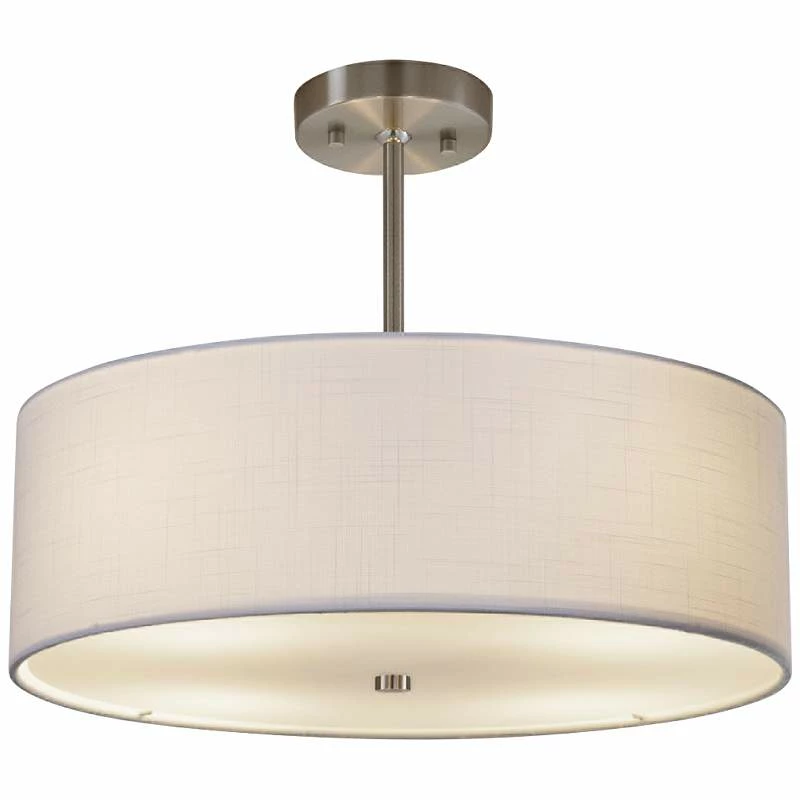 Textile™ Classic 18"W Nickel White Drum Pendant Light 4 Textile™ Classic 18"W Nickel White Drum Pendant Light - Image 2