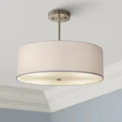 Textile™ Classic 18"W Nickel White Drum Pendant Light