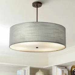 Textile™ Classic 24"W Bronze Gray Drum Pendant Light