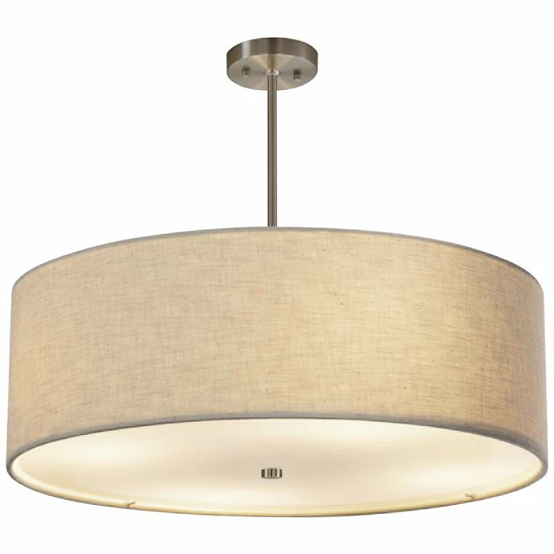 Textile™ Classic 24"W Nickel Cream Drum Pendant Light 4 Textile™ Classic 24"W Nickel Cream Drum Pendant Light - Image 2