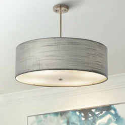 Textile™ Classic 24"W Nickel Gray Drum Pendant Light
