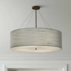 Textile™ Classic 36"W Bronze Gray Drum Pendant Light