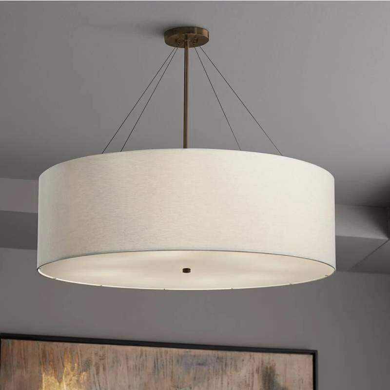 Textile™ Classic 36"W Bronze White Drum Pendant Light 3 Textile™ Classic 36"W Bronze White Drum Pendant Light