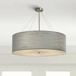 Textile™ Classic 36"W Nickel Gray Drum Pendant Light