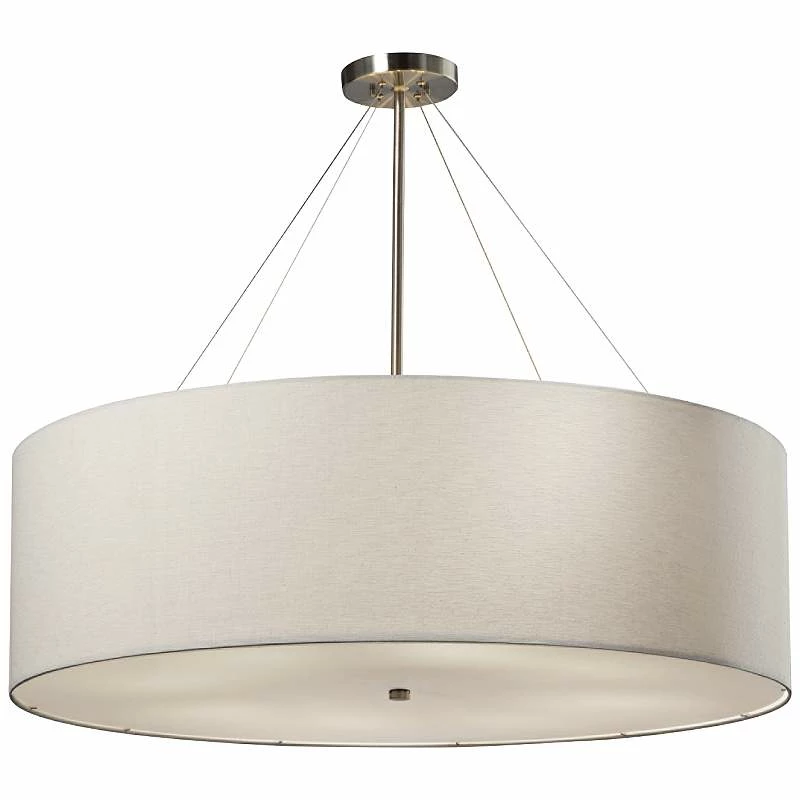 Textile™ Classic 36"W Nickel White Drum Pendant Light 4 Textile™ Classic 36"W Nickel White Drum Pendant Light - Image 2